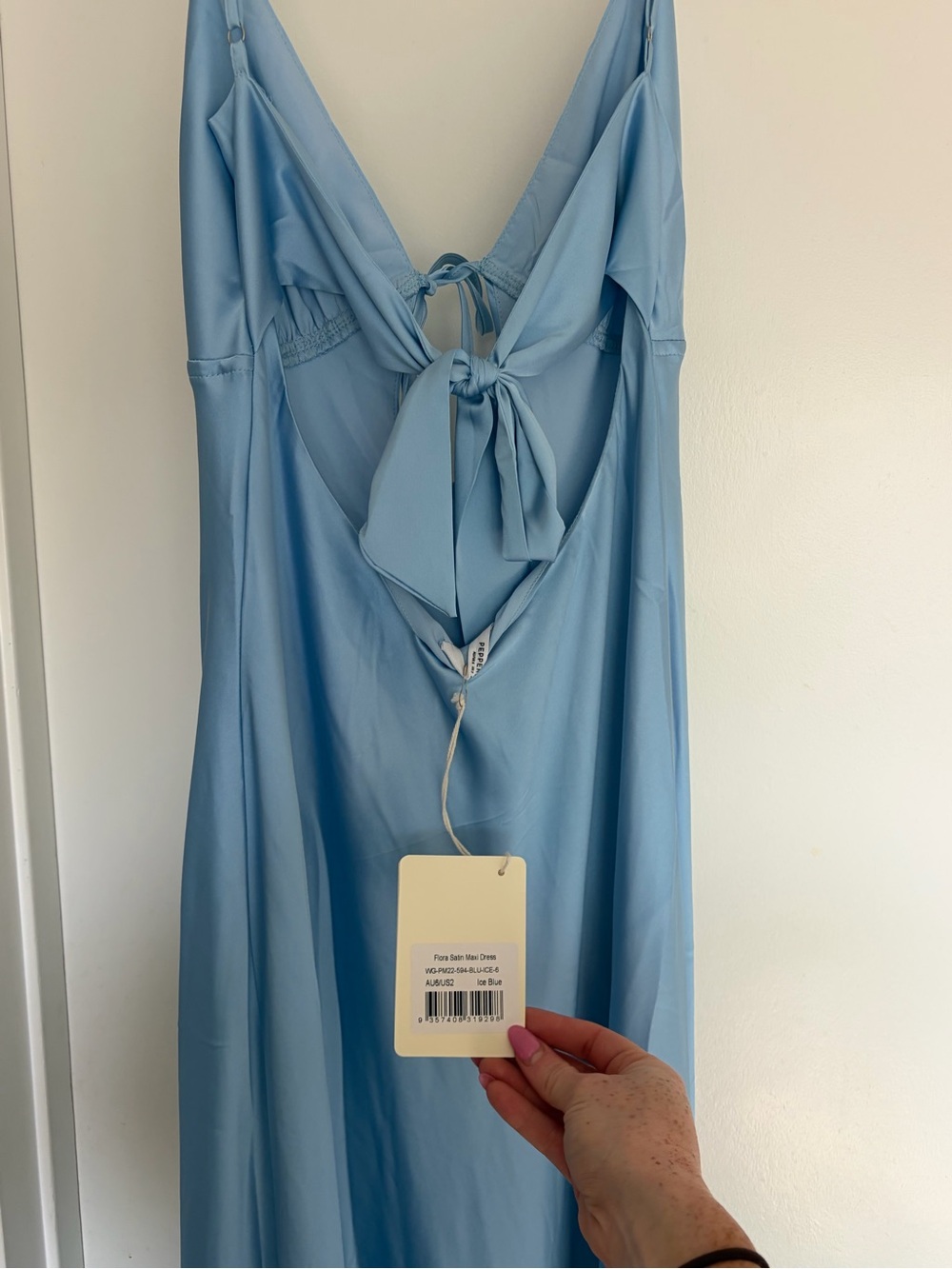 Peppermayo Sky Blue Slip Maxi Dress with Front Tie - Picture 3 of 3